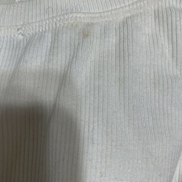 ava lea womens solid white Ribbed crew neck long sleeve top t shirt large - Picture 4 of 4